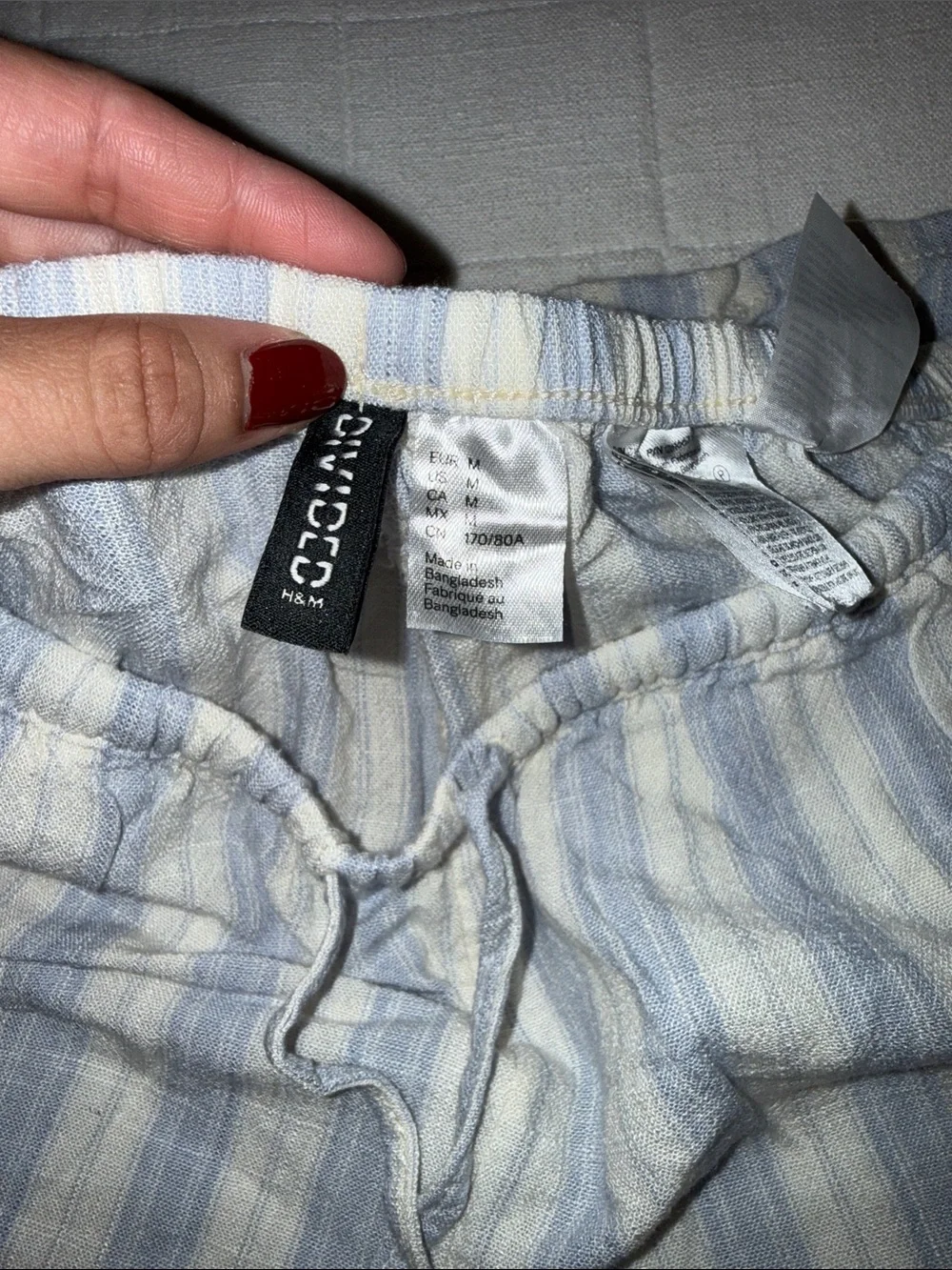 H&M Light Blue and Cream Striped Pants